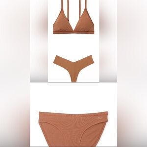 🤎 4 pc BRA & 2 panty “CARAMEL” 🤎 (brown / nude) LARGE DD 36DD & VS Lotion NWT